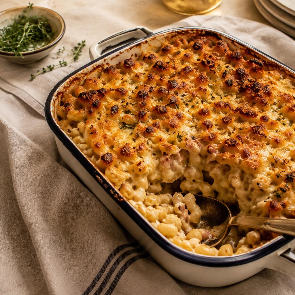 Gratin de coudes rayés