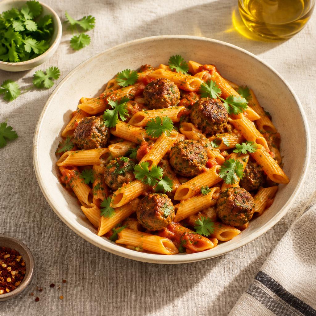 Penne à la kefta et sauce tomate